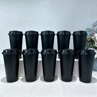Gobelet de voyage réutilisable en plastique noir pailleté avec logo personnalisé, couvercle à boire directement, sans BPA, pour boissons froides, gym, café, jus