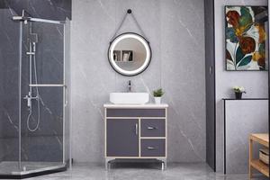 กรอบโลหะกระจกห้องน้ำพร้อมสายหนังหรูหราติดผนังฟังก์ชั่นสวิทช์เซ็นเซอร์วงรีทรงสี่เหลี่ยมผืนผ้า - Product Image 5