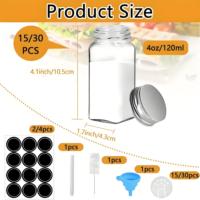Échantillon Gratuit Lot de 24 Bouteilles à Épices Carrées de 120 ml Pot à Condiments Bouteilles en Verre de 4 oz avec Couvercle en Aluminium
