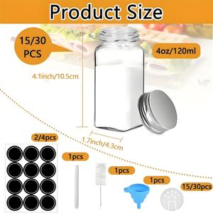 Miễn Phí Mẫu 24Pcs <span class=keywords><strong>Set</strong></span> Vuông 120Ml Chai Gia Vị Gia Vị Nồi 4Oz Lọ Thủy Tinh Gia Vị Chai Với Nắp Nhôm - Product Image 5
