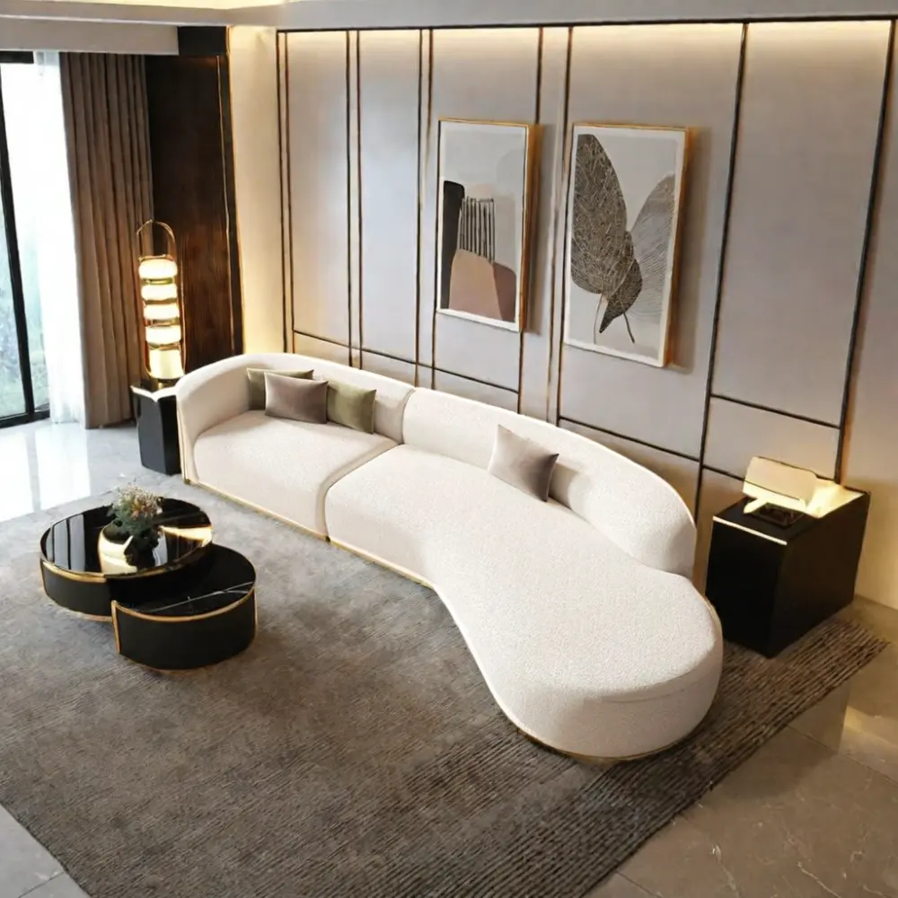 Новый дизайн, высококачественный изогнутый диван, гостиная, лобби, дисплей, удобный набор диванов