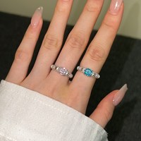 Dylam hypoallergénique 925 argent sterling carré rose bleu saphir bague anniversaire fiançailles Cz Zircon anneaux de mariage pour les femmes