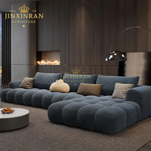Divano Componibile a L di Lusso Personalizzato in Velluto Grigio Scuro con Lavorazione Bubble Tufted, Arredamento Moderno per Soggiorno, Hotel e Villa - Product Image 1