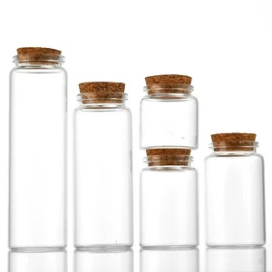 Bouteille longue en verre transparente avec bouchons en liège en bois, idéale pour bonbons, grains de café, assaisonnements et stockage alimentaire - Product Image 1