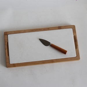 Juego de mesa de madera de bambú para cortar queso, juego de cuchillos de madera de mármol Natural hecho a mano - Product Image 3