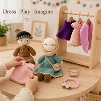 Coffret Cadeau Eid Al-Adha Ramadan pour Poupée Américaine Bébé en Coton Tricoté de 25 cm, Vêtements de Poupée Musulmane avec Hijab au Crochet, Jouet Amigurumi pour Enfants Filles