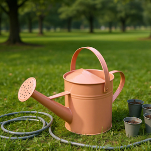 Màu Hồng 1.5L Cổ Điển Kim Loại Tưới Nước Có Thể Mạ Kẽm Kẽm Hoa Công Cụ Làm Vườn - Product Image 1