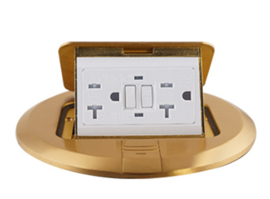 Qualitätszertifizierte Bodensteckdose aus Messing/Goldkupfer mit GFCI-Stecker, 2 Ausgängen, USB-C-Anschlüssen, Manipulationsgeschützt und Selbsterdendend - Product Image 3