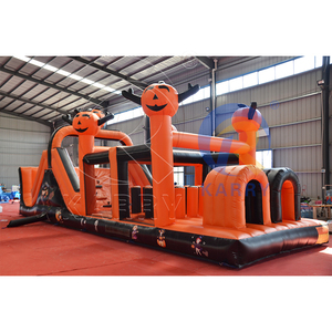 Percorso a Ostacoli Gonfiabile Spaventoso a Tema Zucca di Halloween, Arancione e Nero, Lungo, per Eventi Commerciali e Noleggio all'Aperto per Bambini - Product Image 4