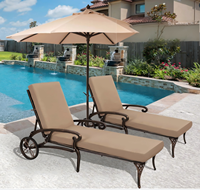 Chaise longue de jardin en aluminium moulé avec roues, réglable, pour patio, bord de piscine, décoration extérieure – Offre Spéciale