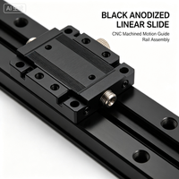 Rail de glissière linéaire en aluminium anodisé noir, usiné CNC, usinage par électroérosion à fil, avec verrouillage manuel, pour automatisation de plateau de guidage de mouvement