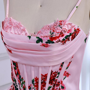 Serene Hill LA73541 Elegante Vestido <span class=keywords><strong>de</strong></span> Noche/Fiesta sin Tirantes con Estampado Floral Rosa y Volantes para Mujer 2026 - Product Image 6