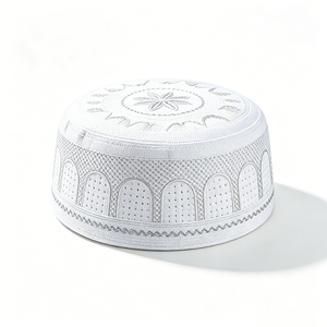 Gorro Islámico Kufi Bordado para Hombre, Gorro de Oración Musulmán de Algodón Premium, Gorro Transpirable con Patrón Geométrico para Ramadán y Eid - Product Image 5