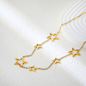 Hollow <b>Star</b> Necklace Zinc Alloy Chain Clavicle Jewelry For Women Gift Fashion Minimalist <b>Design</b> Summer Wearable Accessory - Product Image 2