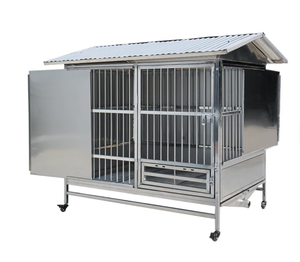 Großer Hundekäfig aus Edelstahl, atmungsaktiv, klassisch-modern, für den Außenbereich, reinigbar, mobil, mit Metallwanne - Product Image 2