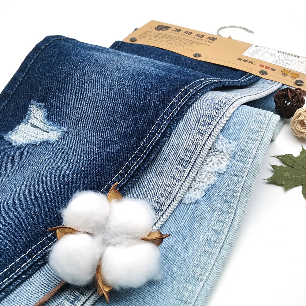 Aufar 8.5 oz denim jeans fabric material 70% cotton denim wholesale fabric stock lot