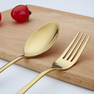 Juego de cubiertos de acero inoxidable chapado en oro de lujo, cuchara y tenedor de Metal sostenible para obsequios de Bodas de té en casa, venta al por mayor - Product Image 4