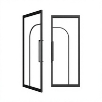 Porte battante double en verre trempé noir mat de style français avec cadre en acier pour maison et bureau