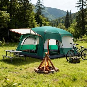 Tente de camping extérieure quatre saisons automatique résistante aux <span class=keywords><strong>UV</strong></span>, imperméable, en Oxford, 1500 mm, pour 4-6 personnes, avec deux chambres et un salon en fibre de verre - Product Image 4