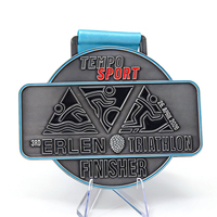 Médailles personnalisées de triathlon, natation, course à pied, cyclisme, plaquées argent antique, médailles de sport en alliage de zinc personnalisées 2D/3D