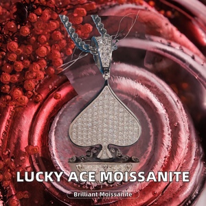 Pendentif As de Pique en Moissanite, Bijou Hip Hop Personnalisé en Argent Sterling Plaqué Rhodium avec Sertissage Griffe - Product Image 2