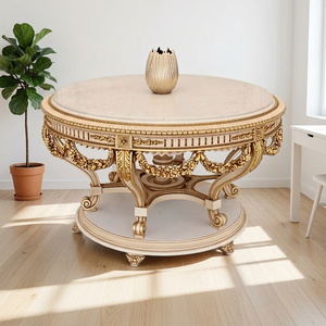 Handcrafted Solid Wood Coffee <b>Table</b> with Antique Gold Finish Traditional Movable Accent Furniture for Living Room Eco-Friendly - Product Image 4