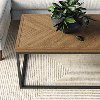 Table basse industrielle minimaliste longue et étroite de Chine moderne Meubles de chambre à coucher de salon en bois et en métal avec matériau en fer