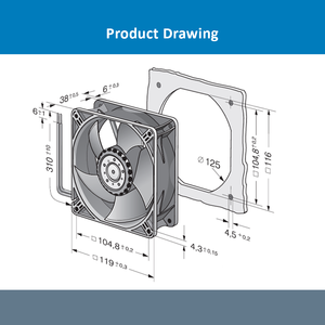 Ventilador Axial de CC ebmpapst 4418-2HHP 120*120*38mm 48VDC 285m3/h 5000RPM 13W 0.27A, Refrigeración Eléctrica, OEM ODM - Product Image 4