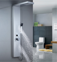 Jets de douche à led hydro, panneau de douche de luxe multifonction noir moderne massage, 6 pièces
