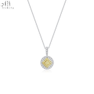 Latest Products Luxury Handmade Exquisite Yellow Diamonds Necklace Jewelry 18K <b>Solid</b> <b>Gold</b> Real Natural Diamonds <b>Pendant</b> Necklace - Product Image 2