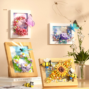Decoración del hogar, modelo de bloques de construcción magnéticos 3D, marco de imagen de abejas girasoles, Mini juego de bloques de construcción - Product Image 2