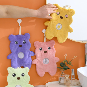 Toallas de Mano Infantiles con Diseño de Osos, 21x26 cm, de Felpa Coral, Suaves y Absorbentes, Diseño de Dibujos Animados, para Regalo Infantil - Product Image 1