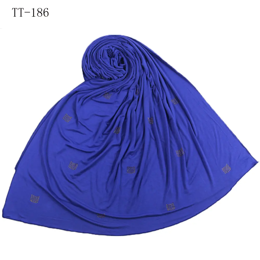 Thiết Kế Dài Mới Phụ Nữ Hồi Giáo Khăn Choàng Đầu Khăn Quàng Cổ Cao Cấp Viscose Cotton Jersey Hijab Với Đá