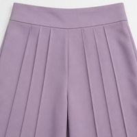Pantalon évasé taille haute pour femme avec plis froncés, détail 5 plis, ceinture large, coupe structurée, mélange polyester-rayonne
