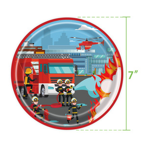 DAMAI Firetruck Birthday Party Decor Firefighter Tableware Set Plates Napkins Cups Tablecloth <b>Banner</b> for Kids Boys Party Supply - Product Image 6