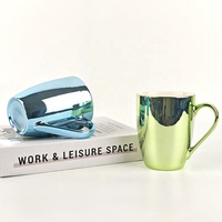 Tasses en céramique de haute qualité avec poignée élégante plaquée or, capacité de 300-400 ml, compatibles micro-ondes et lave-vaisselle, écologiques, sublimables