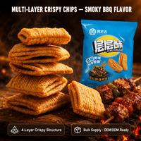 Chips croustillantes de blé BBQ en gros, snack multi-céréales 4 couches, fournisseur d'usine OEM ODM personnalisé en vrac