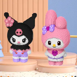 Quebra-cabeça de bloco de melodia Kuromi de alta qualidade, presente para meninos e meninas, boneco ornamental, quebra-cabeça educacional My Melody, brinquedo infantil