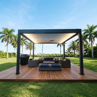 Pergola à lames orientables en aluminium 6063 résistante au vent, avec lames rotatives à 150 degrés et drainage par gouttière dissimulée pour jardin, patio et toit.
