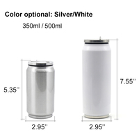 Canette de cola personnalisée en acier inoxydable à double paroi de 12 oz et 17 oz avec couvercle à paille, sublimation vierge, canette de cola isolée
