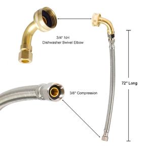 <span class=keywords><strong>Tuyau</strong></span> en acier inoxydable tressé pour <span class=keywords><strong>lave</strong></span>-<span class=keywords><strong>vaisselle</strong></span> avec <span class=keywords><strong>raccord</strong></span> en coude - Product Image 4