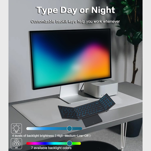 JOMAA Ergonomic Portable BT Dual Mode <b>Wireless</b> RGB Backlit <b>Keyboard</b> Touchpad&Number Keypad Rechargeable Folding <b>Keyboard</b> - Product Image 6