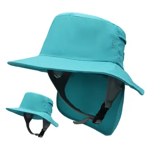 Custom UPF 50+ Surf Bucket Hat Wide Brim Sun Protection Summer Beach Fishing Adventure Neck Flap Hat Waterproof Surf Cap