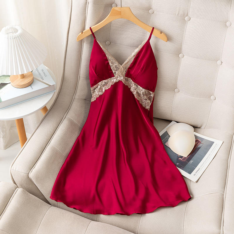 New Arrival Lace Silk Satin Womens Sleepwear Dress Pajamas for Women Set  Sexy Night Dress Night Dress