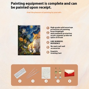 Pintura de gato <span class=keywords><strong>Van</strong></span> <span class=keywords><strong>Gogh</strong></span> <span class=keywords><strong>por</strong></span> números DIY pintura al óleo Digital pintada a mano acrílico relleno gato curación Animal de color - Product Image 5