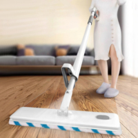BOOMJOY Balai serpillère pulvérisateur à ressort, pour usage humide et sec, sans seau, avec séchage et rangement vertical, pour le nettoyage des carreaux, des sols en bois et des interstices