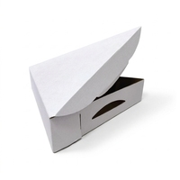 Boîte à pizza en carton ondulé blanc écologique avec trou, emballage alimentaire triangulaire à emporter, pelliculage mat et gaufrage