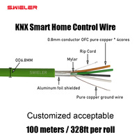 Cable KNX de 4 Conductores, Par Trenzado, 2x2x0.8mm, Cobre Puro, Cubierta Libre de Humo y Halógenos, para Domótica y Edificios Inteligentes, Cable Bus KNX EIB