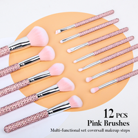 Penjualan Pabrik 12 Pcs Kuas Makeup Mewah untuk Perjalanan, Set Kuas Makeup Berlian Bulu Lembut Portabel, Peralatan Kecantikan
