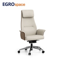 EGROspace Chaise de bureau de direction ergonomique en cuir, dossier haut, pour réception, mobilier de luxe moderne en bois